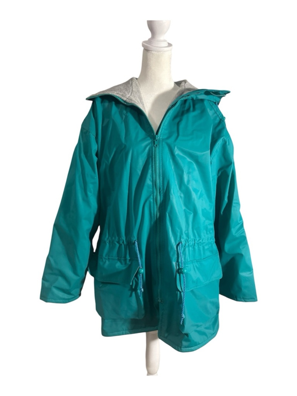 Vintage Wippette Rainthings Hooded Lined Windbreaker Jacket Teal Size Medium